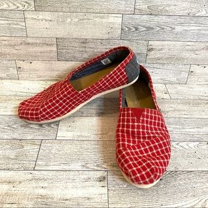 Toms Womens Classics Red Gingham Shoes Size 7